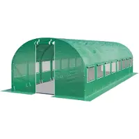 TOOLPORT Foliengewächshaus Gewächshaus 4x8m stabil & langlebig mit Fenster - reißfeste PE Plane 180g/m² grün transparent
