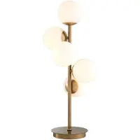 Casa Padrino Luxus Tischleuchte Antik Messingfarben / Weiß Ø 28 x H. 67 cm - Wohnzimmer Tischlampe