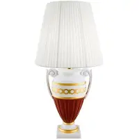 Casa Padrino Barock Tischleuchte Weiß / Rot / Gold Ø 40 x H. 75 cm - Wohnzimmer Keramik Lampe im Barockstil