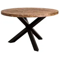 Casa Padrino Landhausstil Esstisch Braun / Schwarz Ø 130 x H. 78 cm - Runder Massivholz Küchentisch