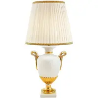Casa Padrino Barock Tischleuchte Weiß / Gold / Elfenbeinfarben Ø 45 x H. 91 cm - Barock Keramik Lampe