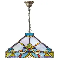 Casa Padrino Tiffany Hängeleuchte Bunt Ø 36 x H. 82 cm - Handgefertigte Pendelleuchte aus Glas und Metall