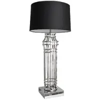 Casa Padrino Luxus Tischleuchte Silber / Schwarz Ø 30 x H. 102 cm - Luxus Wohnzimmerlampe