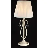Casa Padrino Luxus Kristall Tischleuchte Barock Creme Gold / Lampenschirm Weiß 28 x 62 cm