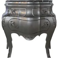 Casa Padrino Barock Kommode Silber mit Marmorplatte - Kommode in Silber, B 95 cm x H 89 cm