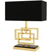 Casa Padrino Luxus Tischleuchte Messing / Lampenschirm Schwarz 48 x 40 cm - Leuchte - Luxury Collection