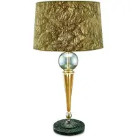 Casa Padrino Luxus Tischleuchte Gold / Grün Ø 38 x H. 71 cm - Runde Tischlampe mit Kristallglaskugeln und Marmorfuß - Luxus Qualität