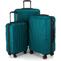 Suitline - 3er Kofferset Rollkoffer Hartschalenkoffer 4 Rollen Handgepäck-Trolley und Aufgabegepäck Koffer erweiterbar Travel Luggage Gepäck Set Hardcase ABS, TSA,Aquagrün
