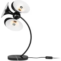 Casa Padrino Luxus Tischleuchte Schwarz / Weiß 41 x 41 x H. 77 cm - Schreibtischlampe - Aluminium Lampe mit Marmorfuß - Wohnzimmer Lampe - Büro Lampe