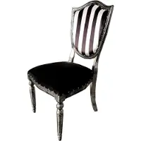 Casa Padrino Art Deco Luxus Esszimmer Stuhl Schwarz Weiß Streifen / Antik Stil Silber - Luxus Hotel Möbel