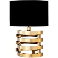 Casa Padrino Luxus Tischleuchte Gold finish mit schwarzem Lampenschirm oval 50 x 35 cm - Edle Designerleuchte