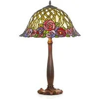 Casa Padrino Tiffany Tischleuchte Hockerleuchte im Mosaik Design, Glas und Metall, Durchmesser 40 cm