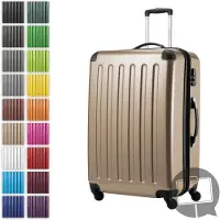 Hauptstadtkoffer Alex - Großer Hartschalen-Koffer für Aufgabegepäck mit Erweiterung Trolley Rollkoffer Check-In Reisekoffer XL 75 cm, 119 L, 4 Rollen, glänzend,Champagner