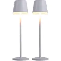 Globo Lighting 2x LED Solarleuchte, Tischlampe, Metall, Weiß, IP44, H 41 cm