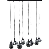 Etc-shop Hängeleuchte, Metall schwarz, Glas chrom bedampft, H 150 cm