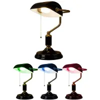 Globo RGB LED Tischleuchte, Bankerlampe, schwarz gold, H 34 cm