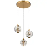 Globo LED Pendelleuchte, Kristalle, goldfarben, 3 flammig, H 150cm