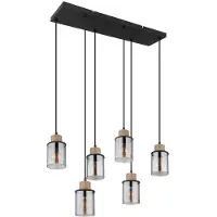 Globo Pendelleuchte, schwarz, Rauchglas, Höhenverstellbar, L 62 cm