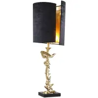 Casa Padrino Luxus Tischleuchte Messingfarben / Schwarz Ø 31 x H. 92 cm - Moderne Schreibtischleuchte mit Granitsockel - Luxus Kollektion