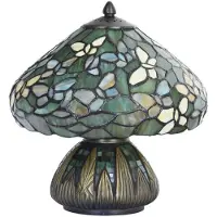 Casa Padrino Luxus Tiffany Tischleuchte Mehrfarbig Ø 25 x H. 23,5 cm - Schreibtischleuchte - Wohnzimmer Deko Leuchte - Tiffany Leuchten