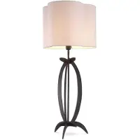 Casa Padrino Luxus Tischleuchte Bronzefarben / Weiß 40 x 38 x H. 95 cm - Elegante Schreibtischleuchte mit Lampenschirm - Luxus Leuchten