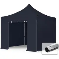 TOOLPORT 3x3m Aluminium Faltpavillon, inkl. 4 Seitenteile, schwarz