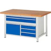 RAU Werkbank höhenverstellbar 8922A2, B1500xT900xH840-1040mm, 5x Schublade-TA, 1x Tür