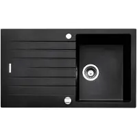 NABER Spüle ANGOLA 100 in NERO mit Drehexcentergarnitur verchromt / Auflagespüle / 45 cm Schrankbreite