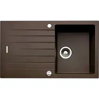 NABER Spüle ANGOLA 100 in ESPRESSO mit Drehexcentergarnitur verchromt / Auflagespüle / 45 cm Schrankbreite