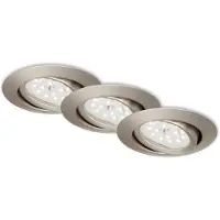 Briloner 3er Set LED Einbauleuchte, Ø 8,2 cm, 3,5 W, Matt-Nickel, Leuchten