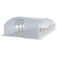 TOOLPORT Foliengewächshaus Gewächshaus 4x10m stabil & langlebig mit Fenster - reißfeste PE Plane 180g/m² weiß transparent