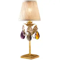 Casa Padrino Luxus Barock Kristall Tischleuchte Antik Gold / Mehrfarbig / Creme Ø 17 x H. 46 cm - Prunkvolle Barockstil Schreibtischleuchte mit böhmischen Kristallglas - Italy