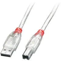 Lindy 41755, 5 m, USB A, USB B, USB 2.0, 0,48 Gbit/s, Transparent