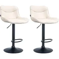 CLP 2er Set Barhocker Vonore Kunstleder höhenverstellbar und 360 Grad drehbar creme Gestell Farbe schwarz