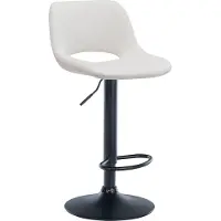 CLP Barhocker Camden Samt drehbar und höhenverstellbar | Farbe creme Material Gestell Metall matt schwarz