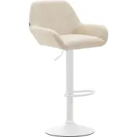 CLP Barhocker Braga Kunstleder drehbar und höhenverstellbar | Farbe creme Gestell Farbe weiß