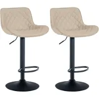 CLP 2er Set Barhocker Minosa 360 drehbar mit Fußstütze | Farbe creme Material Kunstleder