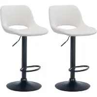 CLP 2er Set Barhocker Camden Samt drehbar und höhenverstellbar | creme Farbe creme Material Gestell Metall matt schwarz