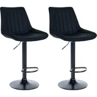 CLP 2er Set Barhocker Toni Kunstleder drehbar und stufenlos höhenverstellbar | Farbe schwarz Material Gestell Metall matt schwarz
