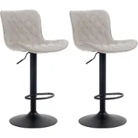 CLP 2er Set Barhocker Emma höhenverstellbar und 360 drehbar taupe Material Stoff