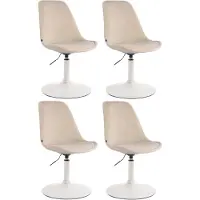CLP 4er Set Esszimmerstühle Maverick Samt drehbar und stufenlos verstellbar creme Gestell Farbe weiß