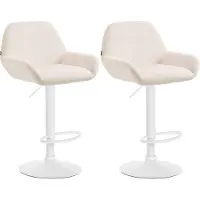 CLP 2er Set Barhocker Braga Samt drehbar und höhenverstellbar creme Material Gestell Metall matt weiss
