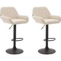 CLP 2er Set Barhocker Braga Kunstleder drehbar und höhenverstellbar creme Gestell Farbe schwarz