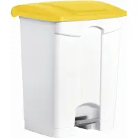 Helit Tret-Abfalleimer the step, 70 Liter, weiß/gelb (5690706)