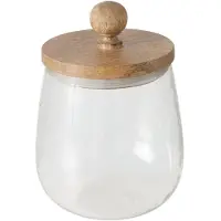 Boltze Glas VARUD mit Deckel aus Mangoholz, Ø 12 cm