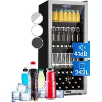 Klarstein Mini Kühlschrank mit Glastür, Mini-Kühlschrank für Zimmer, Getränkekühlschrank Klein mit Verstellbaren Ablagen, Kleiner Kühlschrank 242 Liter, Indoor/Outdoor Kühlschrank Leise