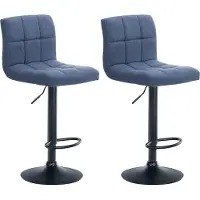 CLP 2er Set Barhocker Calma Stoff drehbar und höhenverstellbar | Farbe blau Material Gestell Metall matt schwarz