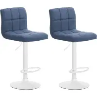 CLP 2er Set Barhocker Calma Stoff drehbar und höhenverstellbar blau Material Gestell Metall matt weiss