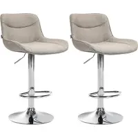 CLP 2er Set Barhocker Vonore Stoff höhenverstellbar und 360 Grad drehbar taupe Gestell Farbe chrom