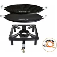 All'Grill Hockerkocher-Set mit Gussgrillplatte Ø 38 cm light